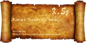 Karai Szofrónia névjegykártya